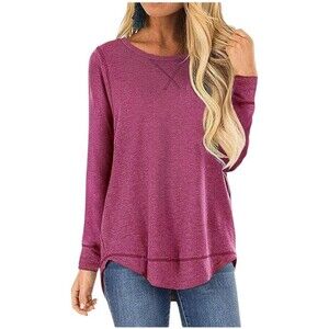 Haute Edition NWT M Women's Cross Stitch Loose Fit Long Sleeve Tee Crew Neck